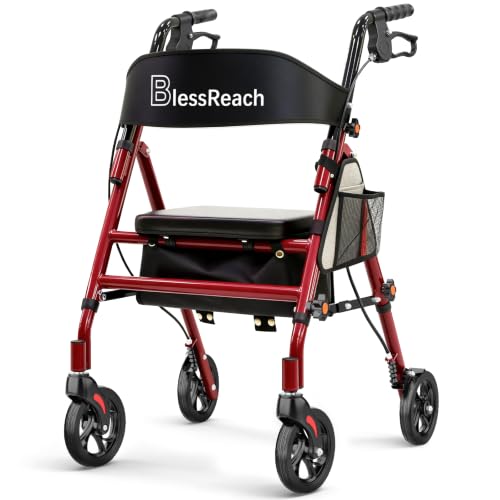 BlessReach Lightweight Foldable Rollator Walker