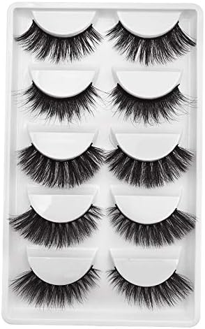 GGOKOK Dramatic Lashes 3D Faux Mink Fake Eyelashes Handmade Thick Crossed Cluster False Eyelashes 3D False Eyelashes Black Nature Fluffy Long Soft Reusable Men Makeup Eyelashes(5 Styles/5 Pairs)