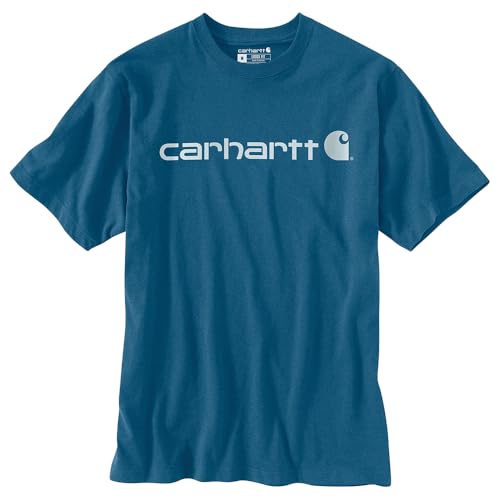 Carhartt Men's Dearborn Loose Logo T-Shirt, Dark Tranquil Blue Heather, 4X-Large