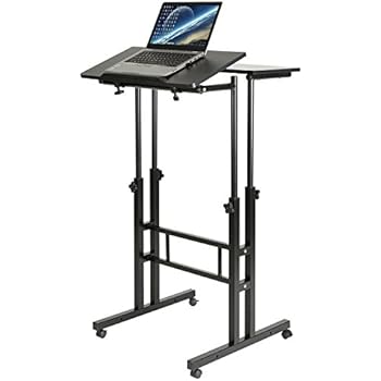 DOEWORKS Mobile Stand Up Desk Height Adjustable Computer Work Station Home Office Desk with Wheels,Black