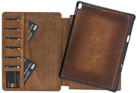 Venito Parma Magic Tablet Wallet Compatible with iPad Air (10.5inch), (3rd Generation, 2019), iPad Pro (10.5 inch) (2nd Generation, 2017)- Handmade Leather Folio Stand Case - Antique Brown