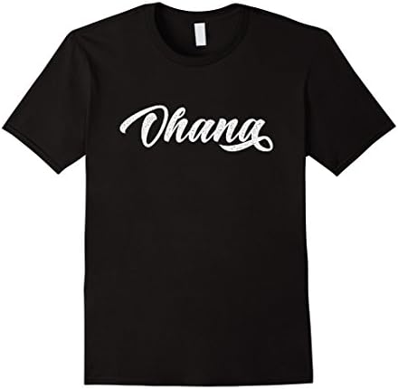 Mens Ohana White Letter T- Shirt Medium Black