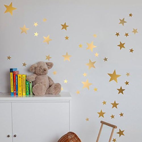 Gold Stars - Qty 20 Removable Vinyl Wall Decal Stickers Home Room Decor Art (L)
