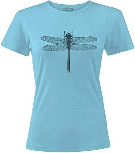 Austin Ink Apparel Super Slim Wild Dragonfly Womens T-Shirt (Ocean Blue, 2XL)