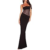 GRMLRPT Women Sexy Lace Patchwork Maxi Dress Spaghetti Straps Y2K Sheer Long Bodycon Club Cocktail Long Dresses