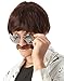 ALLAURA Compatible with Sonny Bono Wig – 60s 70s Men’s Short Brown Wig + Mustache for Hippie, Singer, TV Star, Cop, Detective Costumes – Liberty Duo, Limu & Doug, Uncle Rico, Retro Halloween Outfit
