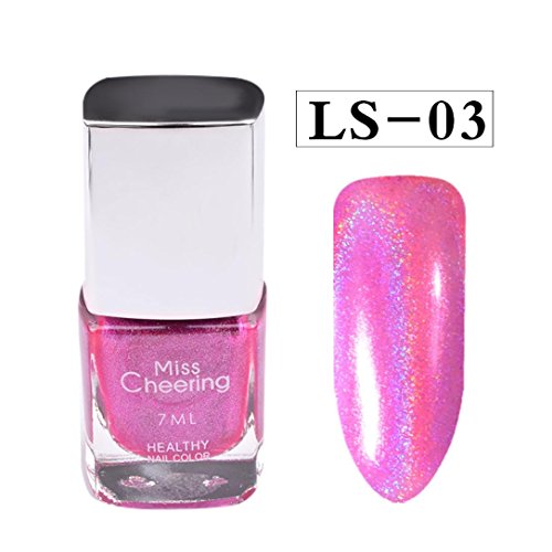 Quartly 7MLNail Polish New Glitter Effect Diamond Laser Nail Polish Pretty Holographic Holo Glitter Gel Nail Polish No Polish Foil Nails Art Holographic (C)