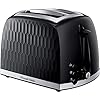 Russell Hobbs 26061 2 Slice Toaster - Contemporary Honeycomb Design with Extra Wide Slots and High Lift Feature, Black