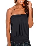 Belleshine Women's Holiday Strapless Stretchy Solid Pleated Tube Top Tank