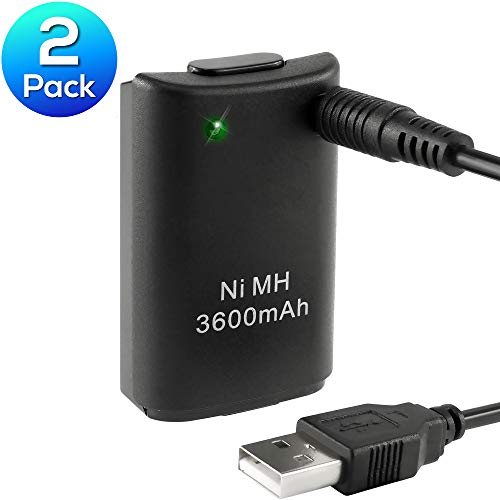image for Insten [2-Pack] for xBox 360 Controller Battery Pack 3600mAh Rechargea
