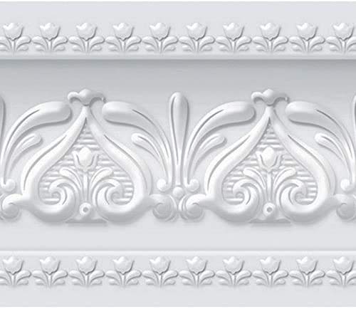 WITPOCE FIXPIX Royal Tulip Peel and Stick Wall Border Easy to Apply (Neutral Gray)