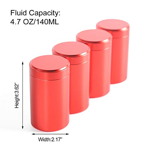 Tea Tins Canister set with Airtight Lids Home Kitchen Canisters for Tea Coffee Sugar Storage Loose Leaf Tea Tin Containers storage (Red 4PC Middle)