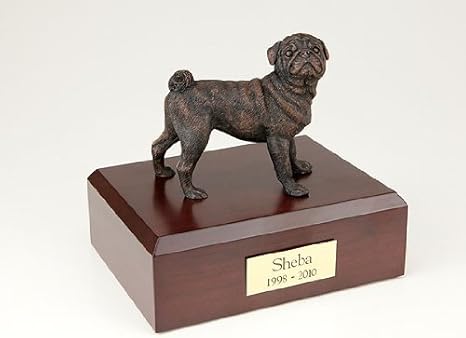 Amazon Com Genuine North American Hardwood And Bronze Pug Dog Figurine Pet Cremation Urn Small Pet Supplies