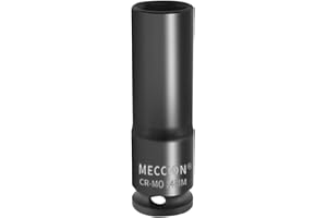 Meccion 3/8 Inch Drive Impact Socket 14mm Metric, 6 Point Cr-Mo Deep Socket, 63mm Length