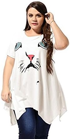 Kaia Alya Ladies Plus Size Short Sleeves Irregular Hem Summer Dress White 3X