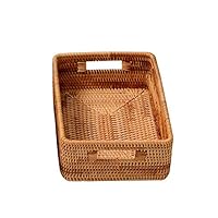 JAYSSS Kitchen Storage Box Rattan Hand-Woven Desktop Small Wicker Baskets for Shelves
