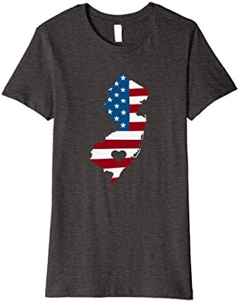 Womens New Jersey T-Shirt New Jersey Love Home State US Flag Shirt Small Dark Heather