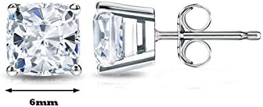 Panache Exports Cushion 3,4,5,6,7,8mm swarovski Zirconia 925 Silver Stud Earrings ♥ Mothers day special ♥ (6.0mm)