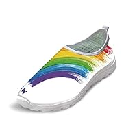 TecBillion Rainbow Comfortable Running ShoesAcrylic Looking Paint with Rainbow Printed at Bottom Correspondig Colors to Letters for Men Boys,US 8