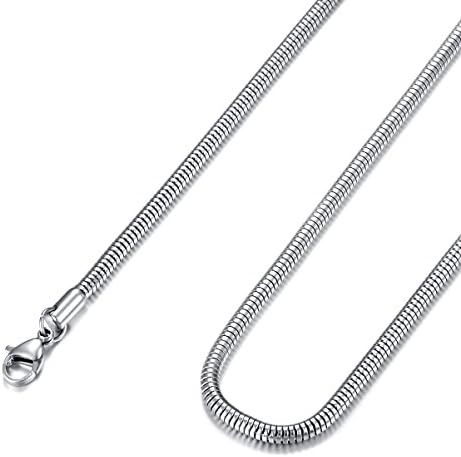 Jonline24h Silver Stainless Steel Mens Necklace Snake Chain 20",22",24",26",28" inch, 3mm(26)