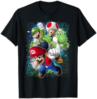 Amazon.com: Nintendo Super Mario Brothers Yoshi Toad Splatter T
