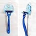 Clear Blue Plastic Super Suction Cup Razor Rack, Bathroom Razor Holder by SKS Express