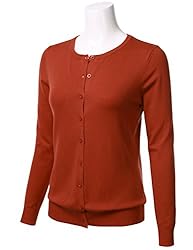 FLORIA Womens Button Down Crew Neck Long Sleeve