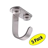 Kes Stainless Steel Ceiling Hook Towel/Robe Clothes Hook for Closet Top Bathroom Kitchen Cabinet Garage Utility Heavy Duty Screw Mounted 5 Pack, Brushed Finish, AH204-2-P5