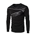 NEARTIME Men's Sweater, Winter Men Splicing PU Leather Sweatshirt Coat Jacket Sweaters (XL) … (L, A-Khaki)