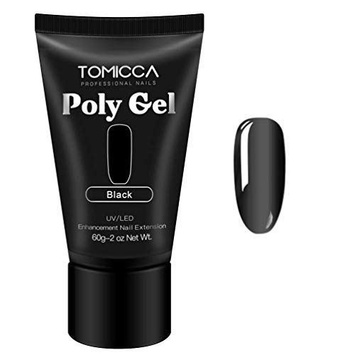 Poly Nail Builder Gel, 60G 2.1oz Nail Extension Poly UV Gel, Nail Enhancement Nail Thickening Tool, Black