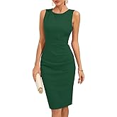 oten Womens Crew Neck Sleeveless Ruched Bodycon Sheath Work Cocktail Party Pencil Dresses