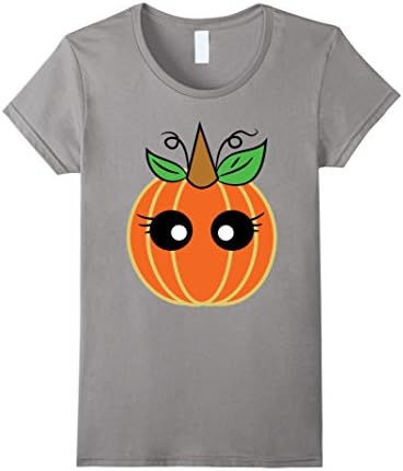 Womens Kawaii Halloween Unicorn Pumpkin T-Shirt XL Slate