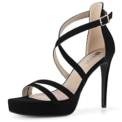 IDIFU Black Strappy High Heels - Platform, Stiletto