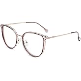 Firmoo Blue Light Blocking Glasses, Retro Round Eyewear Frame Anti Eyestrain Anti UV400 Computer Glasses for Women Men,Purple 1.75x