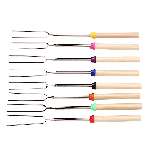 VGEBY 8 Varillas para Asar Malvaviscos, Telesc¡§?picas, Extensibles, para Asar Malvaviscos, Kit Extensible para Asar, Pinchos para Pinchos, Tenedores para Perros Calientes para Fogatas