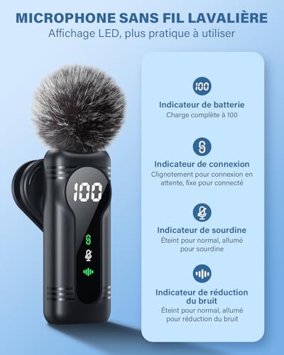 Newmight Wireless Microphone Tie - Plug & Play Compatible with iPhone/Android/PC | Magnetic Mount,Noise Reduction,30M Range,Microphone Telephone for Youtube Podcast Vlog