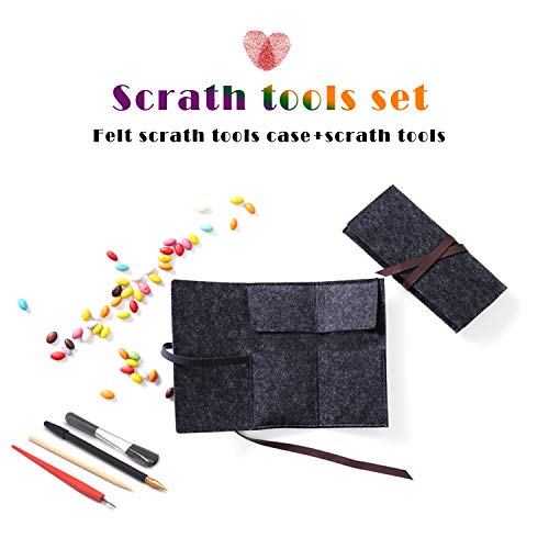 BOTEEN Rainbow Scratch Paper Painting Sketch Pad DIY Art Scenery View Scratchboard for Adults and Kids with 4 Tools&Finished Product,Size:16''x11''(5 Pack)