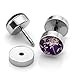 PiercingJ 12pcs 16G Stainless Steel Stud Barbell Earrings Fake Cheater Illusion Plug Gauge 0G Look