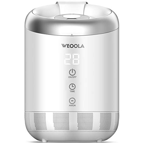 4L Top Fill Cool Mist Ultrasonic Air Humidifier with Portable Easy Clean Water Tank, Quiet for Yoga, Office, Home, Baby Kids Bedroom - Touch Screen, 12H Timer, Temperature LED Display, 3 Mist Levels
