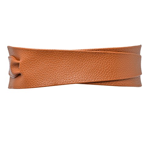 Faux Leather Obi Wrap Belt Womens Cityelf Around Cinch Band Wide Boho Waistband (tan b)
