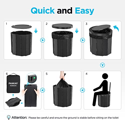 Pankay Portable Toilet For Camping, Extra Large Camping Toilets  Portable Potty For Adults, Travel Toilet With Handbag, Easy Set Up,  Lightweight