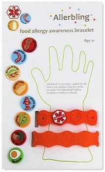 Allerbling Food Allergy Awareness Charms &amp; Bracelets (2 bands, 1 medical cross and 8 most common food allergy charms)