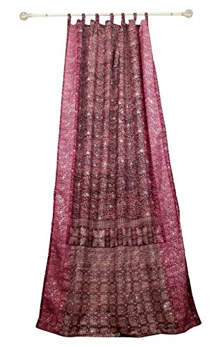 PLUM PURPLE CURTAIN Window Treatment Draperies Boho Curtains over 20 colors Sari panel 108 96 84 inch for bedroom living room dining room kids yoga studio canopy tent W GIFT bag PLUM Raspberry accents - Thumbnail 2