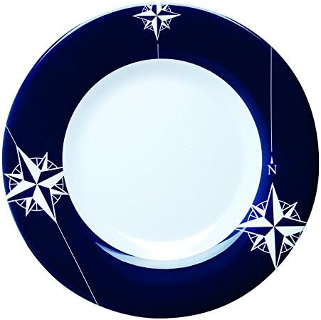 MB Coastal Designs 15003 Northwind Nautical Shatter Proof Dessert Plate, Navy Blue/White, Set of 6