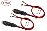 CUZEC (2-PACK) Heavy-Duty 15A Male Plug Cigarette Lighter Adapter Power Supply Cord with 1.6ft/0.5m 16 AWG Cable Wire For Car inverter Air pump electric cup and DIY (CU100102)