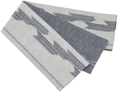 Kiryu Fabric, Reversible Obi Belt for Yukata, Feather Design, Made in Japan (Gray)