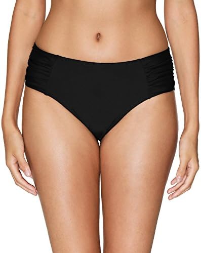 Women's Shirred Side Bikini Bottoms Solid Swim Bottom Swimsuit Briefs