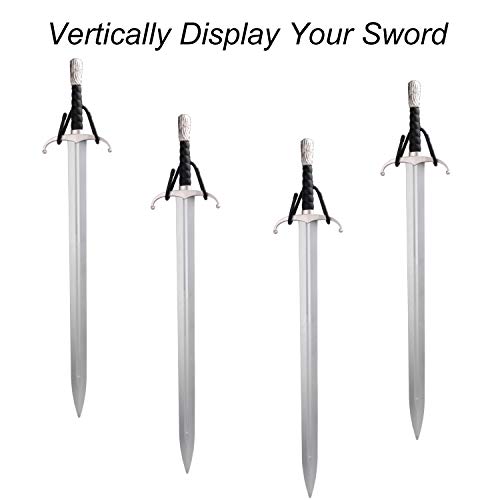 LEKUSHA 4 Pcs Adjustable Sword Wall Mount Sword Display Rack Holder Hanger Hook for Axe, Sword, Keyblade - Vertical or Horizontal Display
