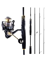 Sougayilang   Caña de pescar y carrete combinados, peso ligero, 36 toneladas de fibra de carbono, con rodamiento de bolas blindado 13+1, carrete de pesca para viaje, agua salada, agua dulce, trucha, bajos, pesca