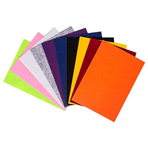 Vasdoo Adhesive Felt Fabric Sheets,10 Pieces 10 Colors Sticky Back Sheets,Self-Adhesive,for Art & Crafts,Jewelry Box Liner